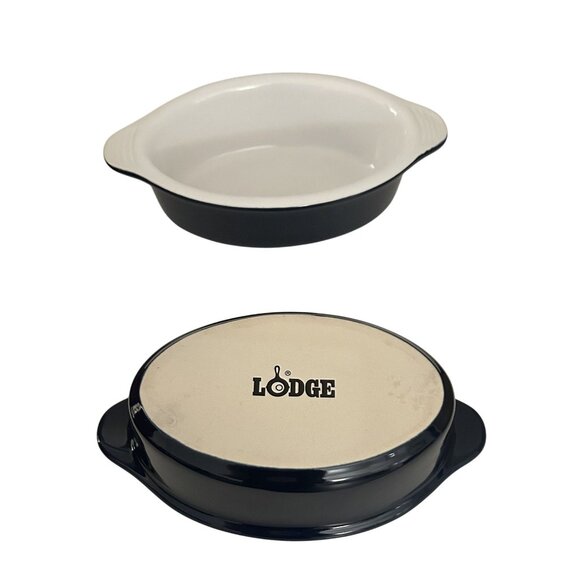Lodge Navy Blue Stoneware Gratin Baking Dishes Set Of 2 - 7" Wide - Picture 1 of 3